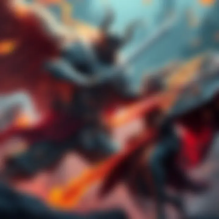 A warrior engages Godfrey, The First Elden Lord, in a fierce duel, with swords clashing and energy surrounding them.