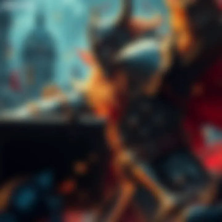 Battle against King Hrofl A warrior in armor facing King Hrofl, a fierce and powerful figure, in an epic showdown.