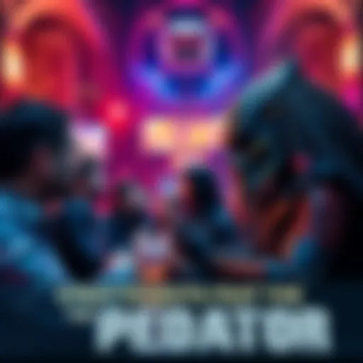 A group of fans discussing strategies to defeat the Predator character in a lively forum setting