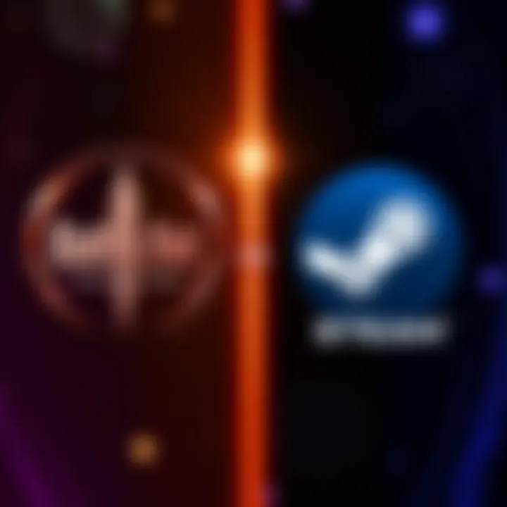 Battle.net and Steam logo comparison Side-by-side comparison of Battle.net and Steam logos, showing both platforms for Overwatch 2.