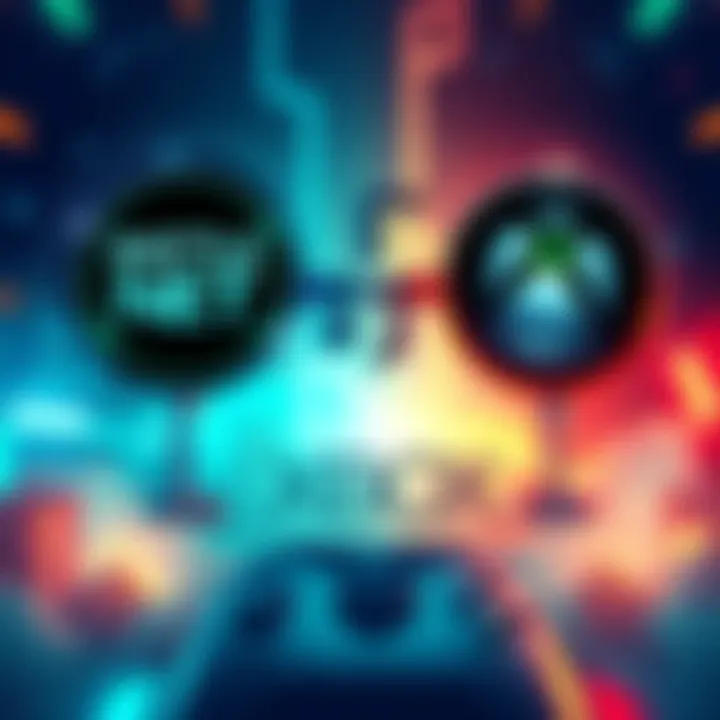 An illustration showing Battle Net and Xbox logos disconnecting, with game skins and levels fading away in the background.