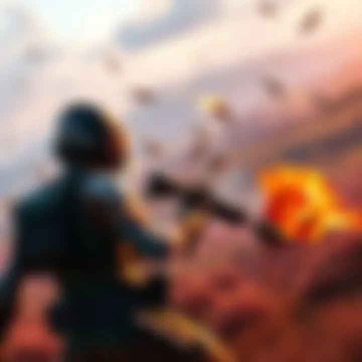 A player engaged in intense action on a vibrant battlefield, showcasing unique gameplay mechanics and storyline elements.