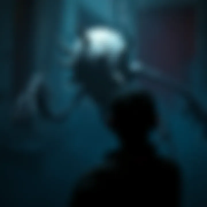 A player confronts the Nameless Puppet boss in a dark, eerie game setting, prepared for an intense fight.