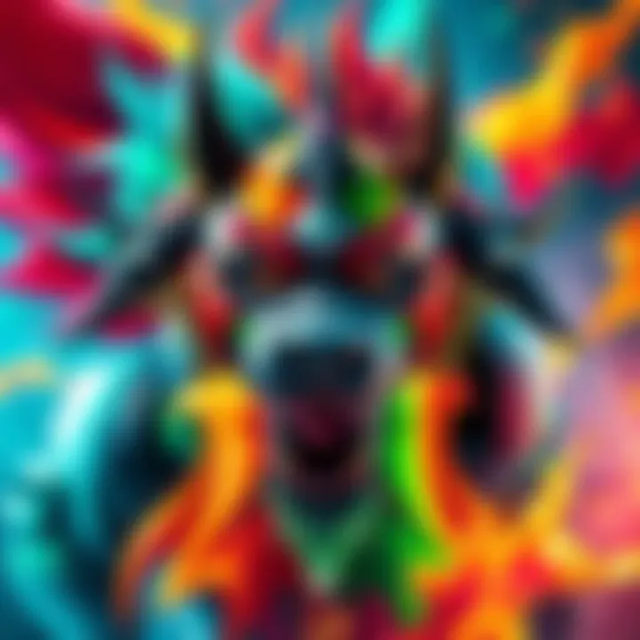 A colorful and dynamic piece of art created by Battle Beast, showcasing bold shapes and striking colors that invoke debate about its artistic value.