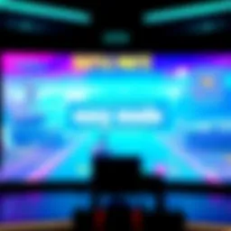 A vibrant game screen showing a Battle Royale game in action, featuring an option for 'easy mode' on the menu