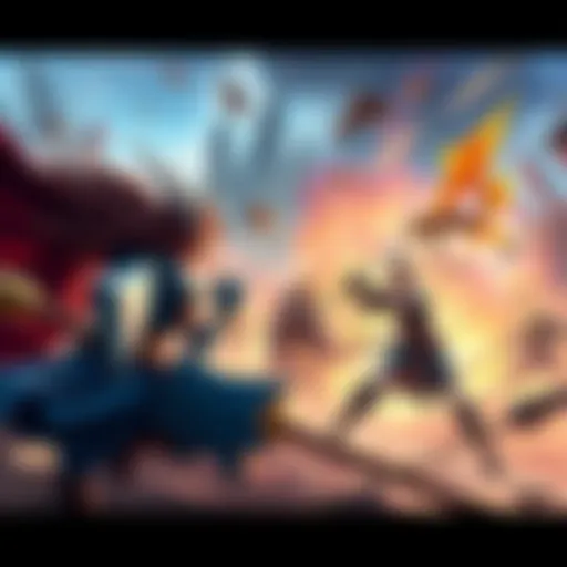 A fierce 1v1,000 battle taking place in Dragon Quest Heroes with characters clashing in a vibrant fantasy setting