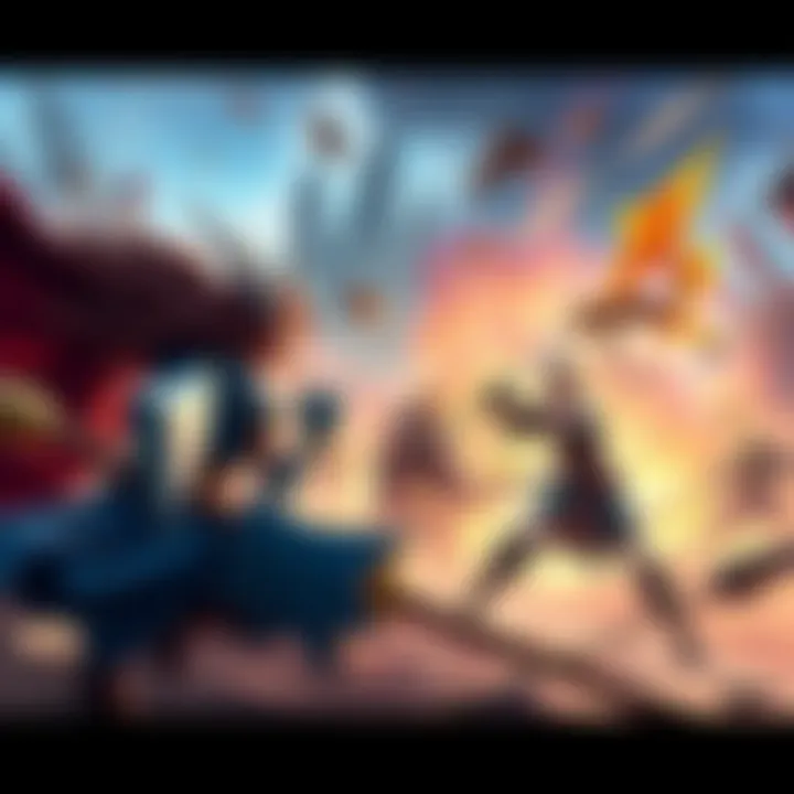 A fierce 1v1,000 battle taking place in Dragon Quest Heroes with characters clashing in a vibrant fantasy setting