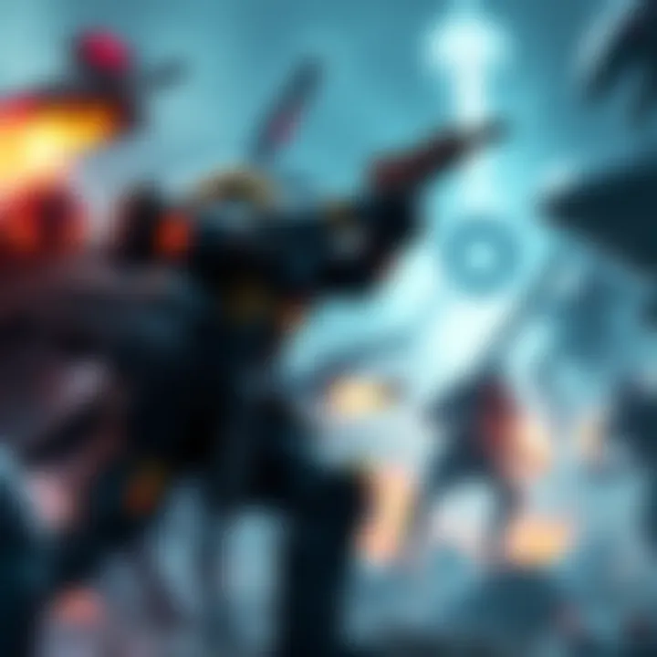 Dramatic action shot featuring characters from Space Marine 2 and Helldivers 2 in combat against alien foes