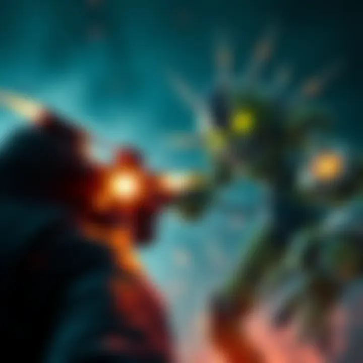 A player aiming at the Shitbot boss in Phantom Liberty with a powerful weapon, showcasing intense combat dynamics