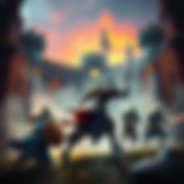 A player fighting a Banished Knight in Stormveil Castle with enemies in the background