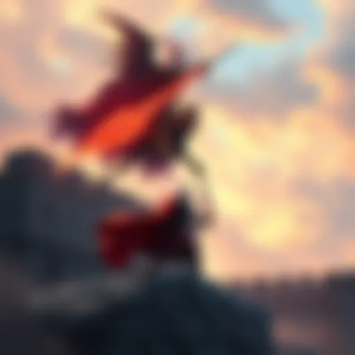 A player engages the 3rd Banished Knight on a stone rampart, preparing for an intense fight.