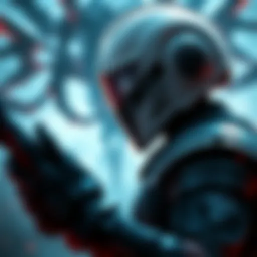 A player in black armor and a white helmet facing off against the Mimic Tear in an intense gaming challenge