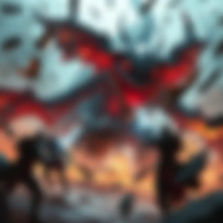 Players fighting Mohg amidst visual chaos and confusion in a fantasy setting