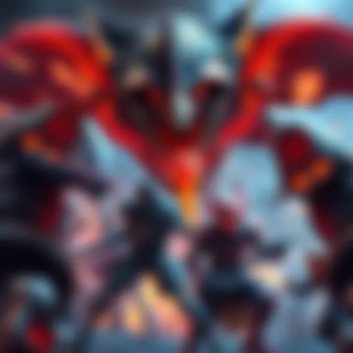 Battle with Primordial Malzeno A fierce monster called Primordial Malzeno attacking players in an intense game setting.