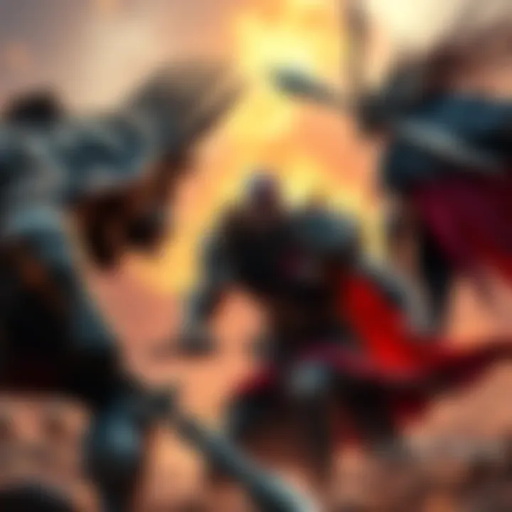 A warrior facing Valkyrie Queen Sigrun in an intense combat scene from God of War.