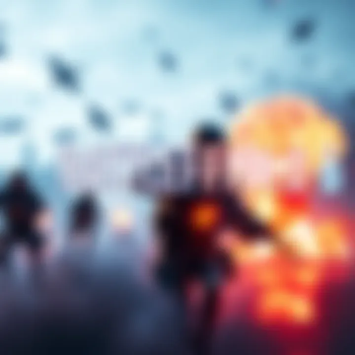 Action-packed scene from Battlefield 6 showcasing soldiers in combat with explosions and weaponry.