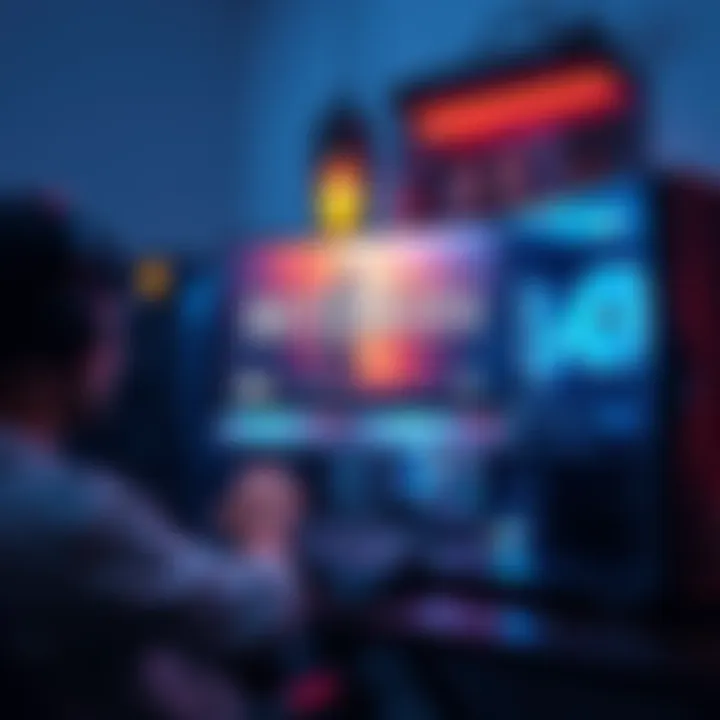 A gamer setting up their PC with a screen showing Battlefield 6, focusing on hardware requirements for the open beta.