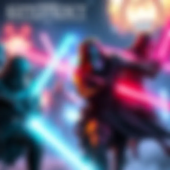 Players engaging in Battlefront 2 action with glowing lightsabers and blaster fire