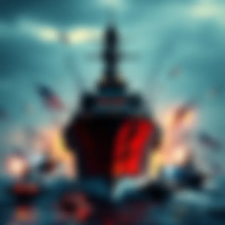 A battleship surrounded by escorts as players attempt to board a disabled ship