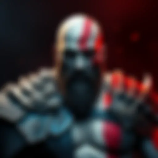 Dave Bautista in armor with a red tattoo, portraying the character Kratos from the ‘God of War’ series