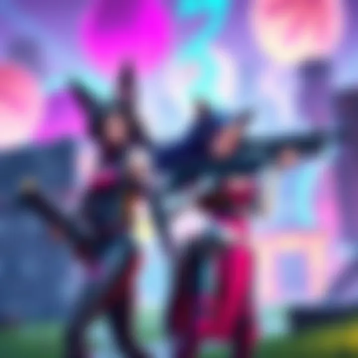 Bayonetta and Jeanne in Fortnite style A depiction of Bayonetta and Jeanne dressed in Fortnite-like outfits, ready for battle in a colorful game environment