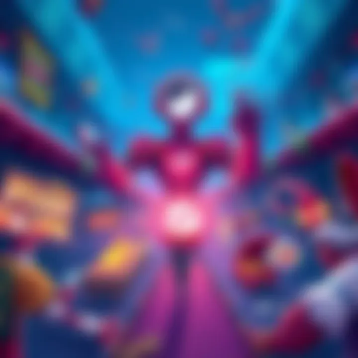 A vibrant graphic showing a digital marketplace with various game elements and characters, promoting the Bazaar update on Steam in 2025.