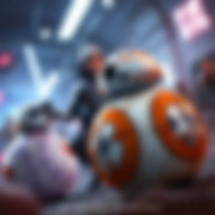 BB-8 Sidekick in Game BB-8 character alongside a player in an action scene from The Force Awakens game