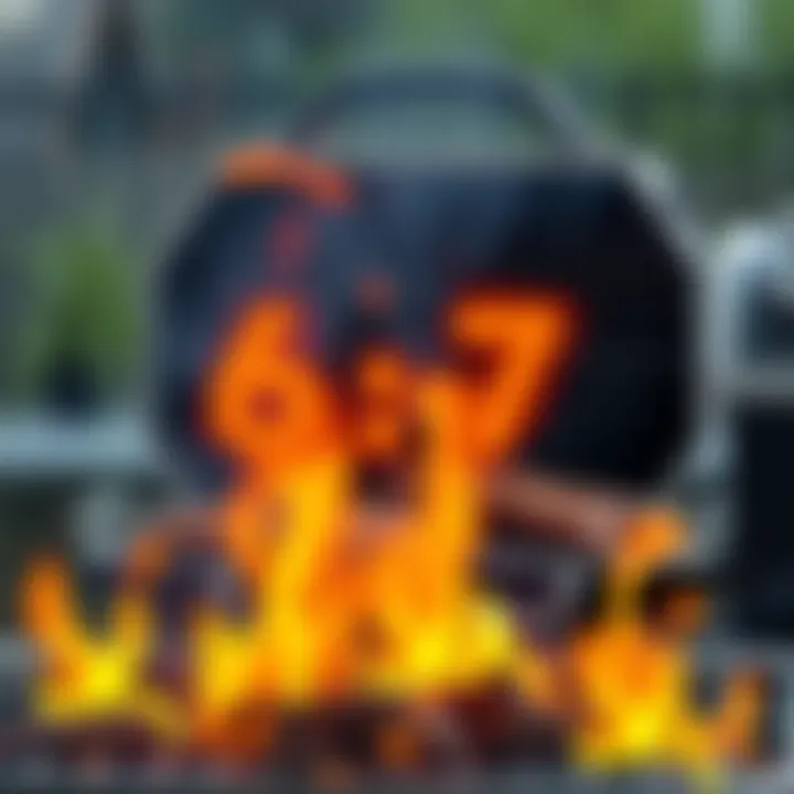 A graphic showing the BBQ perk rating of 6-7 with flames and a barbecue grill in the background.
