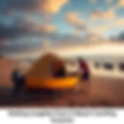 A camper unexpectedly surprises a person searching for boats on the beach, creating a funny moment.