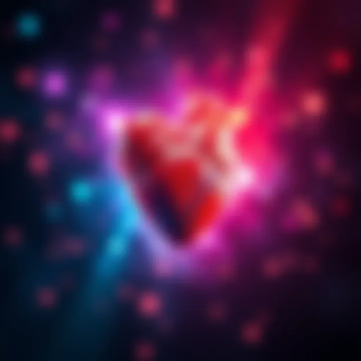 An artistic representation of a beating heart, symbolizing love and life in vibrant colors.