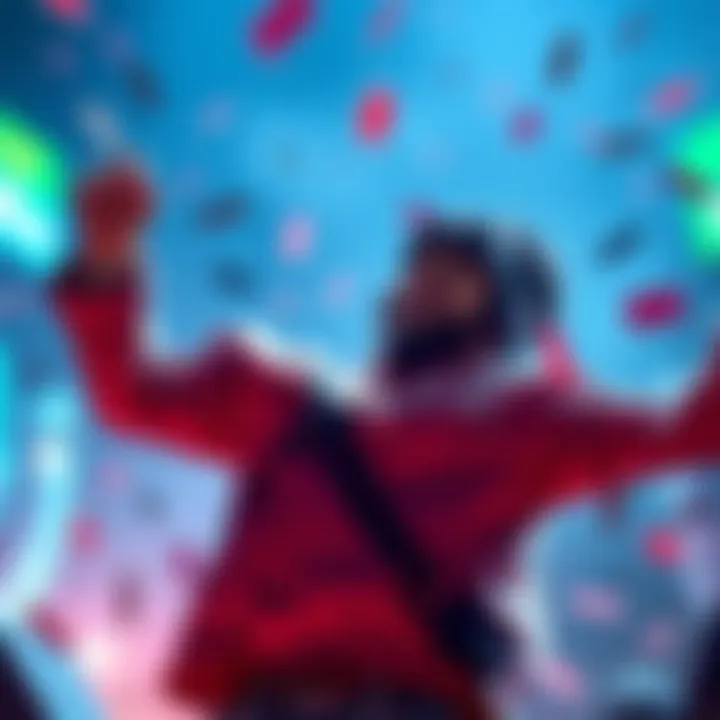 A player celebrating their victory after reaching infinite rank with a beginner deck, showing excitement and achievement.