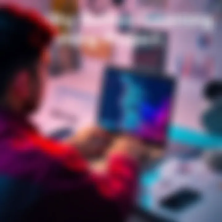 A person working on a laptop with coding and data visualizations on the screen, surrounded by notes and diagrams related to machine learning.