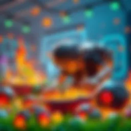A beginner in a virtual game gathering runes, surrounded by game elements that represent farming strategies.