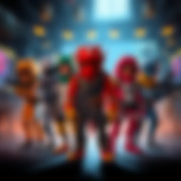 A group of colorful, beginner-friendly game characters standing confidently, ready for action in a gaming environment.