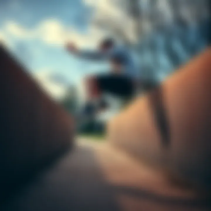 A person attempts a wall jump at a park, showing focus and determination