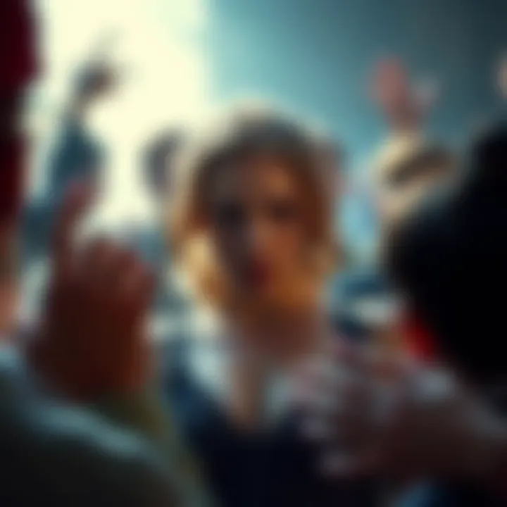 Bella Ramsay portraying Ellie in a scene from HBO's adaptation, surrounded by fans discussing her casting.