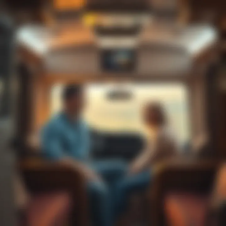 Ben sits across from Lily in a cozy RV, sharing a serious moment with a concerned expression.