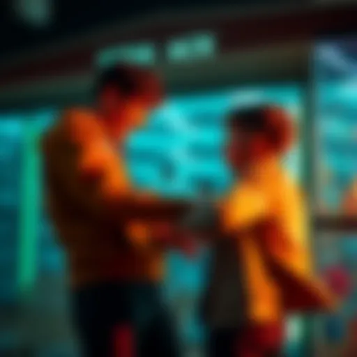 A scene depicting Ben physically assaulting a disabled teenager in a heated confrontation.