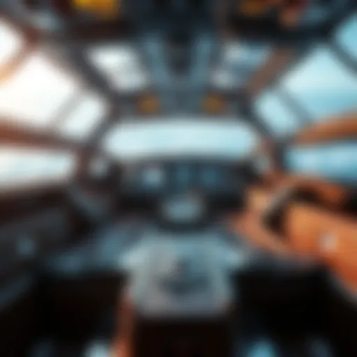 A view of the interior of The Benevolence warship, showcasing its design and layout, as it sails through the treacherous Blood Cyclone territory.