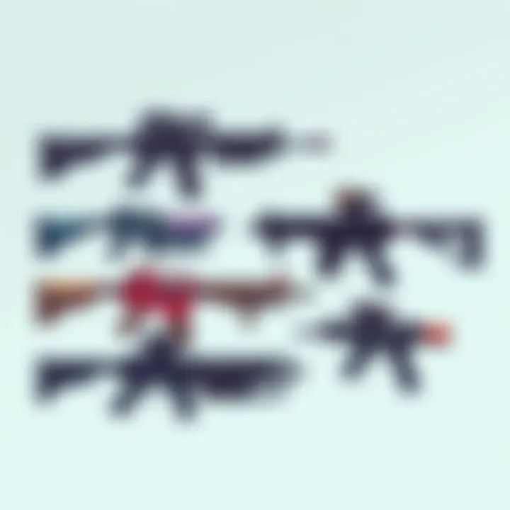 Illustration showing various gun setups for PvPvE in Arc, featuring weapons like anvil and venetor with players discussing strategies.