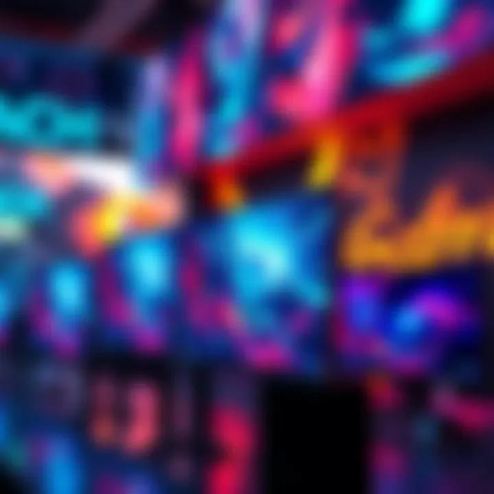 Several OLED 4K gaming monitors on display with vibrant graphics