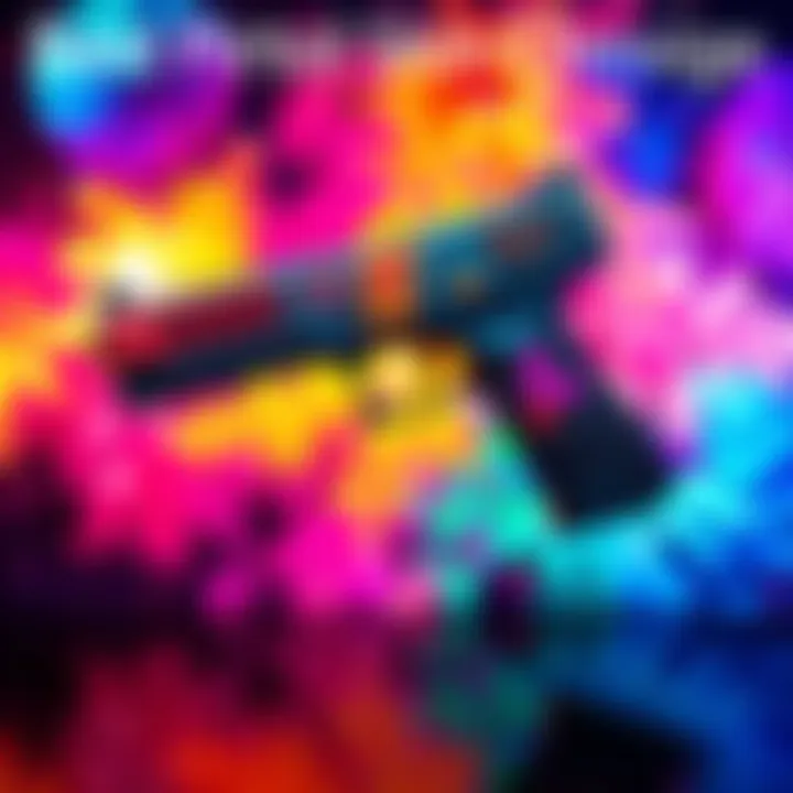 A vibrant pistol skin displayed against a colorful background, showcasing its design and details, representing the community's favorite choice.