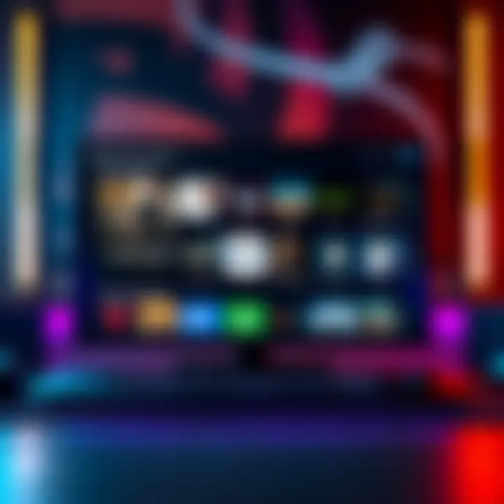 A Steam Deck displaying various third-party game launchers on its screen, showcasing options like Epic, GOG, and Amazon.