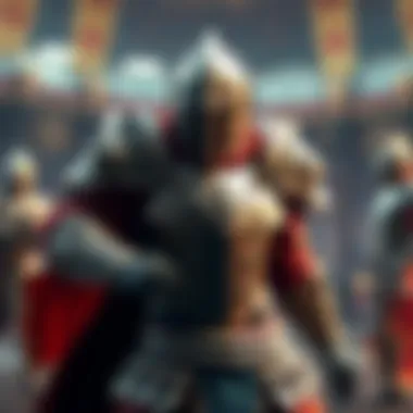 A character wearing a strong armor set in a battle stance, ready for action in a game setting.