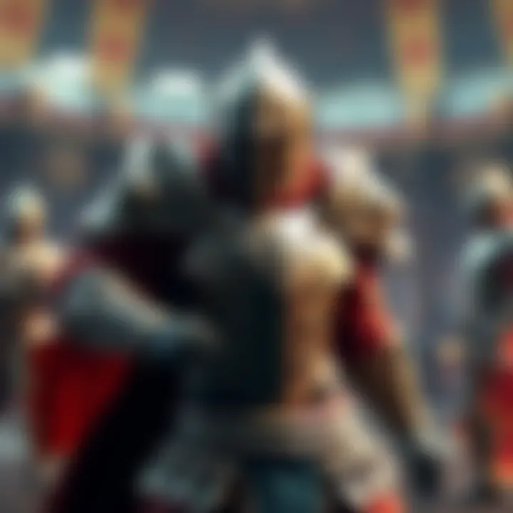 A character wearing a strong armor set in a battle stance, ready for action in a game setting.