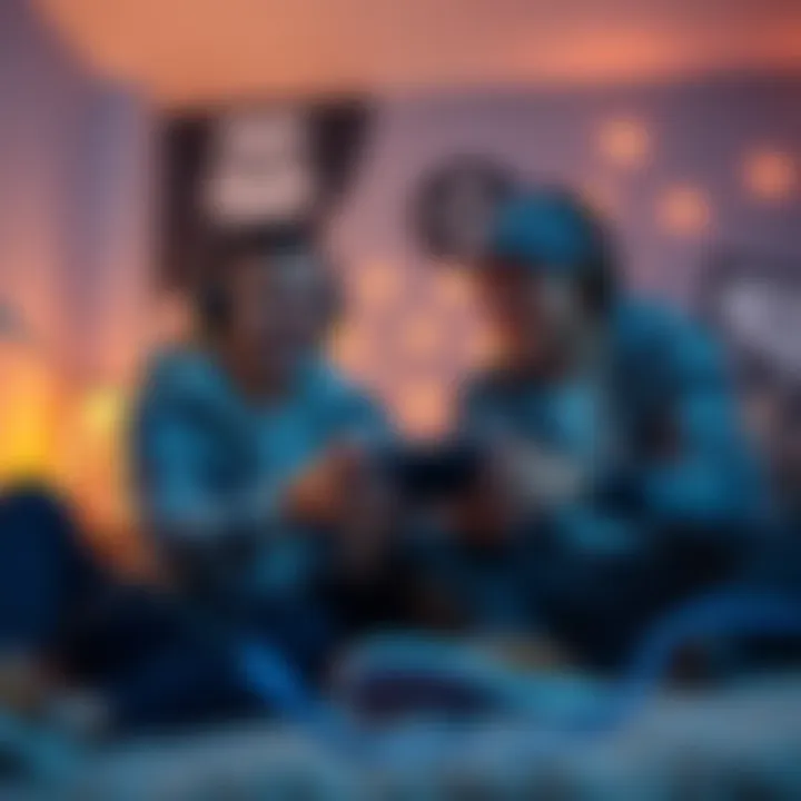 Best Coop Games for Friends Two friends playing video games together, enjoying quick-play sessions in a cozy setting