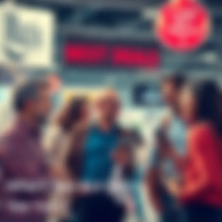 Group of people sharing stories and showcasing their best finds in a lively conversation