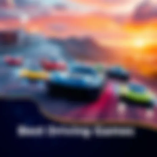 A collage of popular video games showcasing cars racing on various tracks, illustrating different driving experiences.