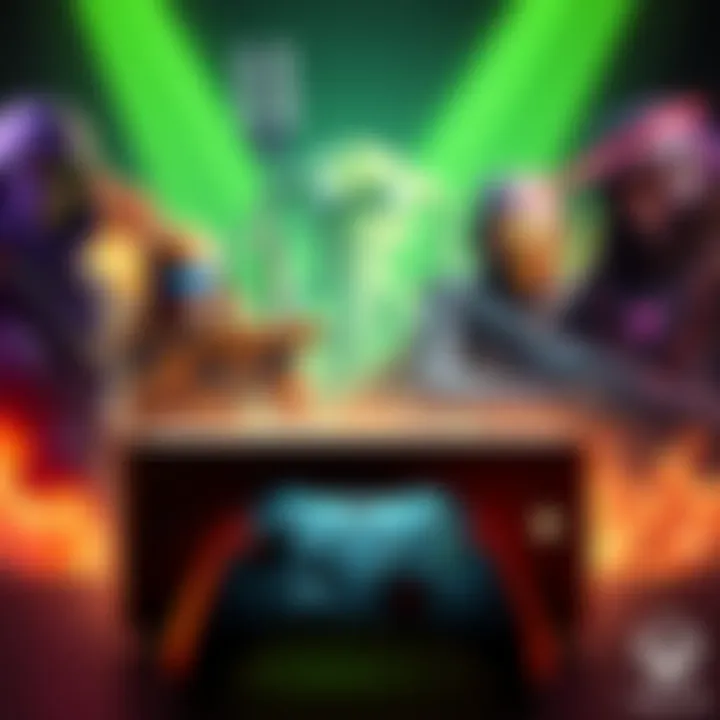 Best Free Games on Xbox A collection of popular free-to-play games on Xbox, featuring characters from shooters and RPGs, with a gaming console and controller in view.