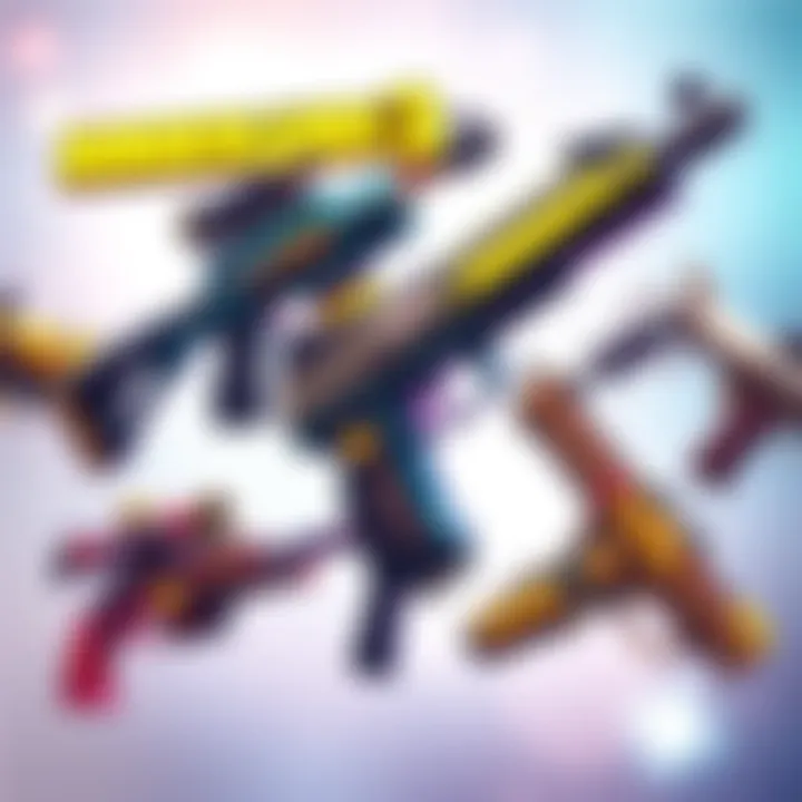 Colorful selection of epic and legendary guns from Borderlands 3, showcasing various styles and designs.